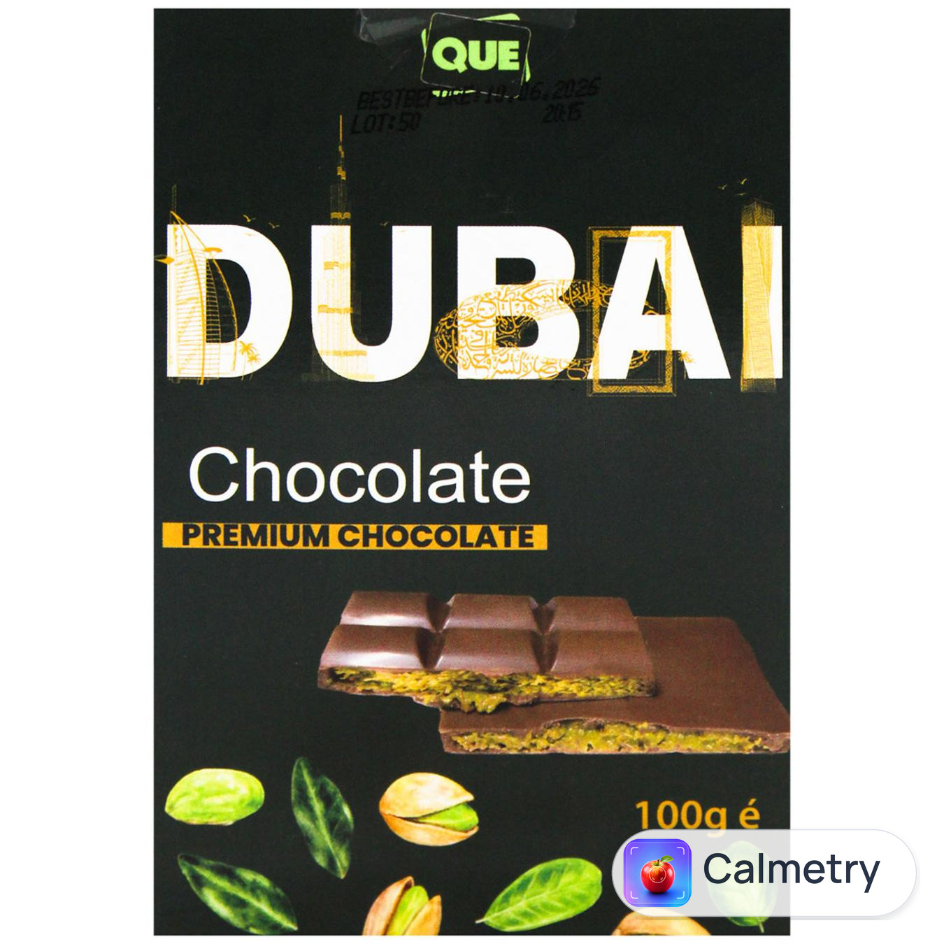 Шоколад молочний Que Dubai Pistachio 100г