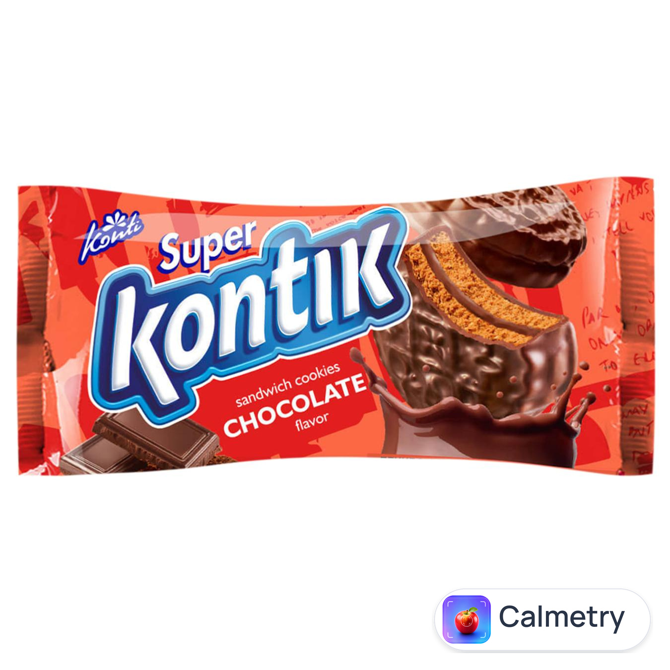 Печиво-сендвіч Konti Super Kontik зі смаком шоколаду в глазурі 90г — фото продукту