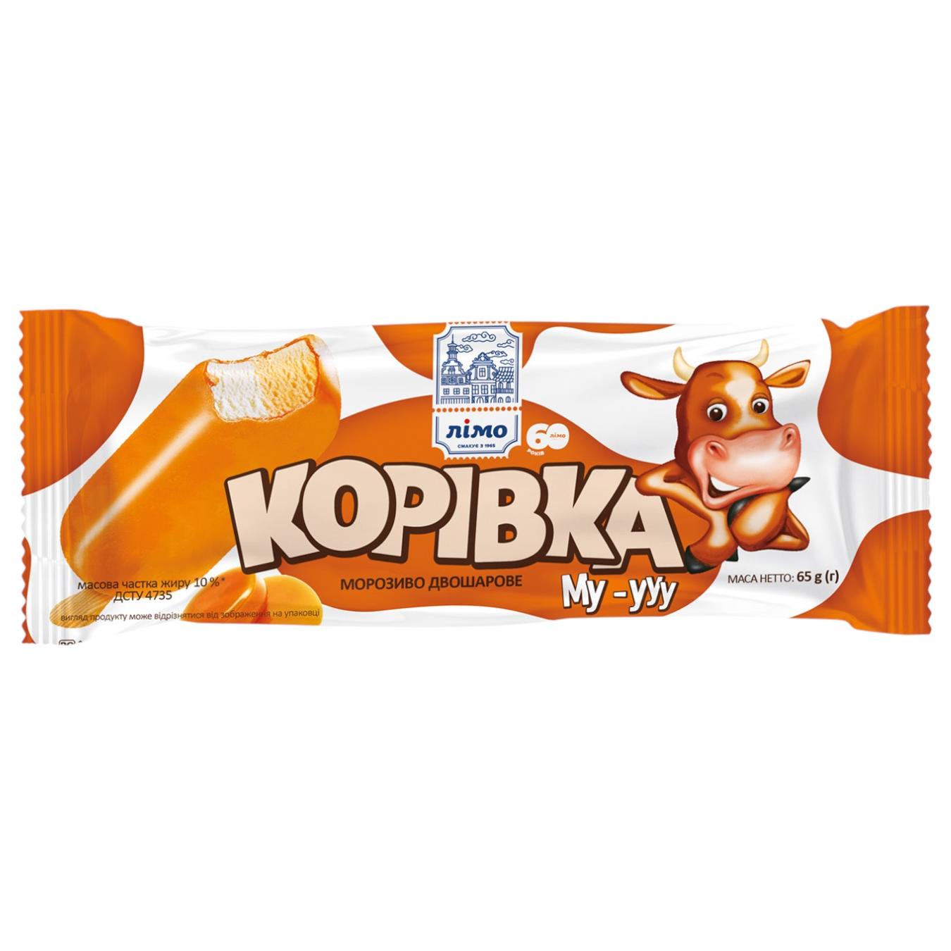 Морозиво Лімо Корівка Му-ууу ескімо двошарове в карамельній глазурі 65г — фото продукту