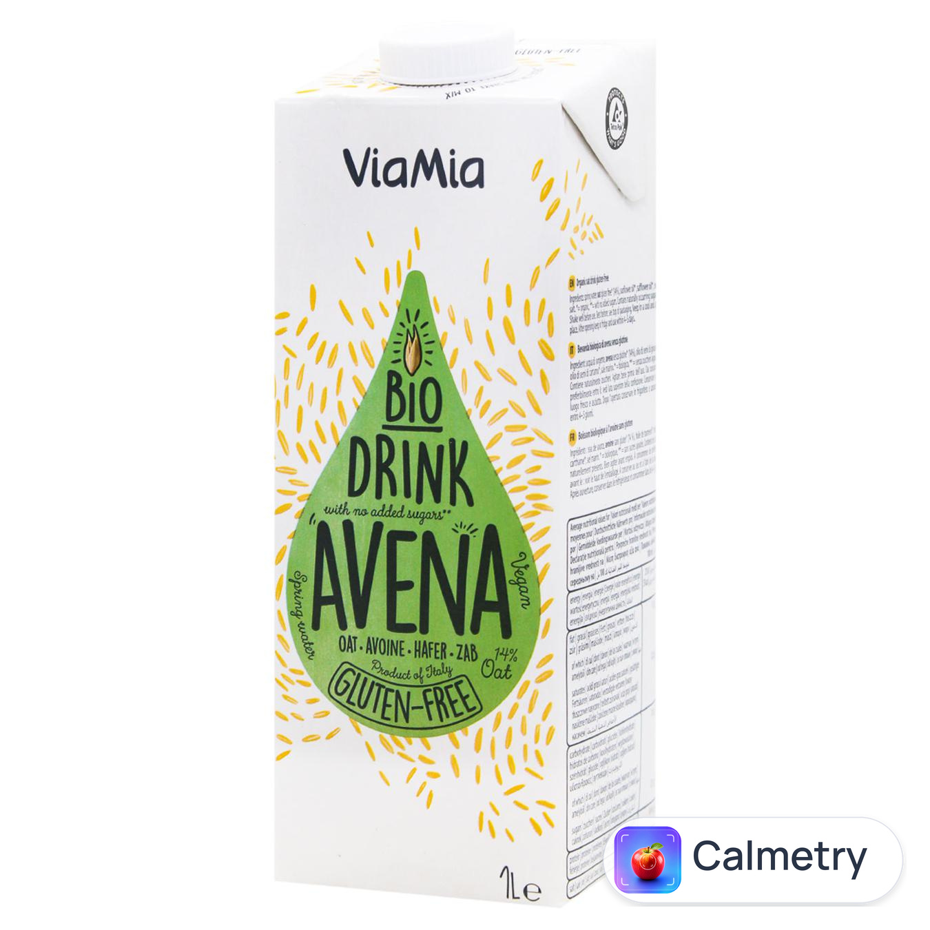 Напій вівсяний ViaMia Bio без глютену без цукру 1л
