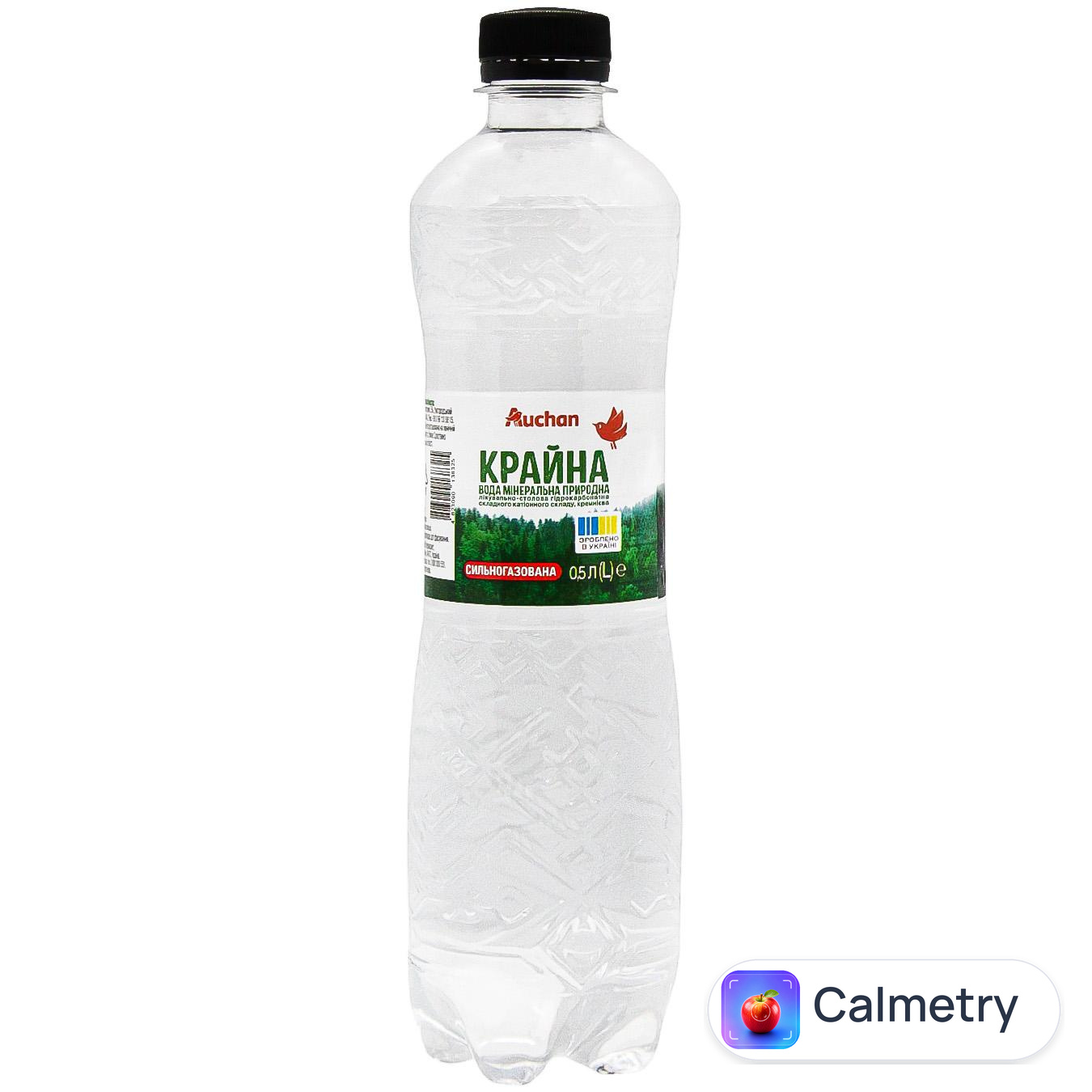 Вода мінеральна Auchan Крайна сильногазована 0,5л