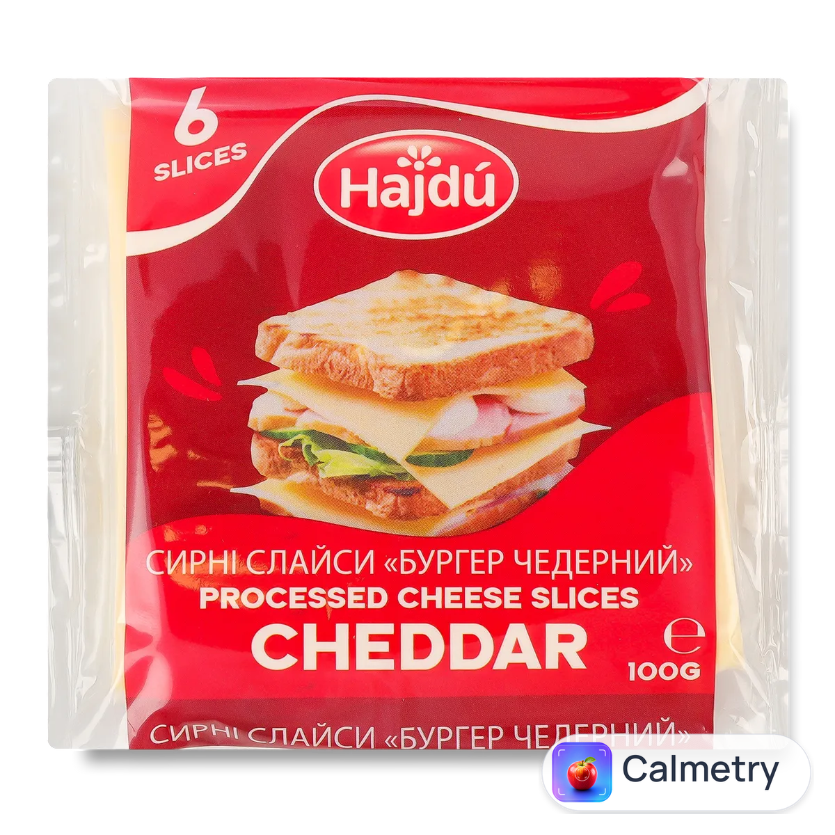 Продукт сирний плавлений Hajdu Чеддер скибочками 37% 100г