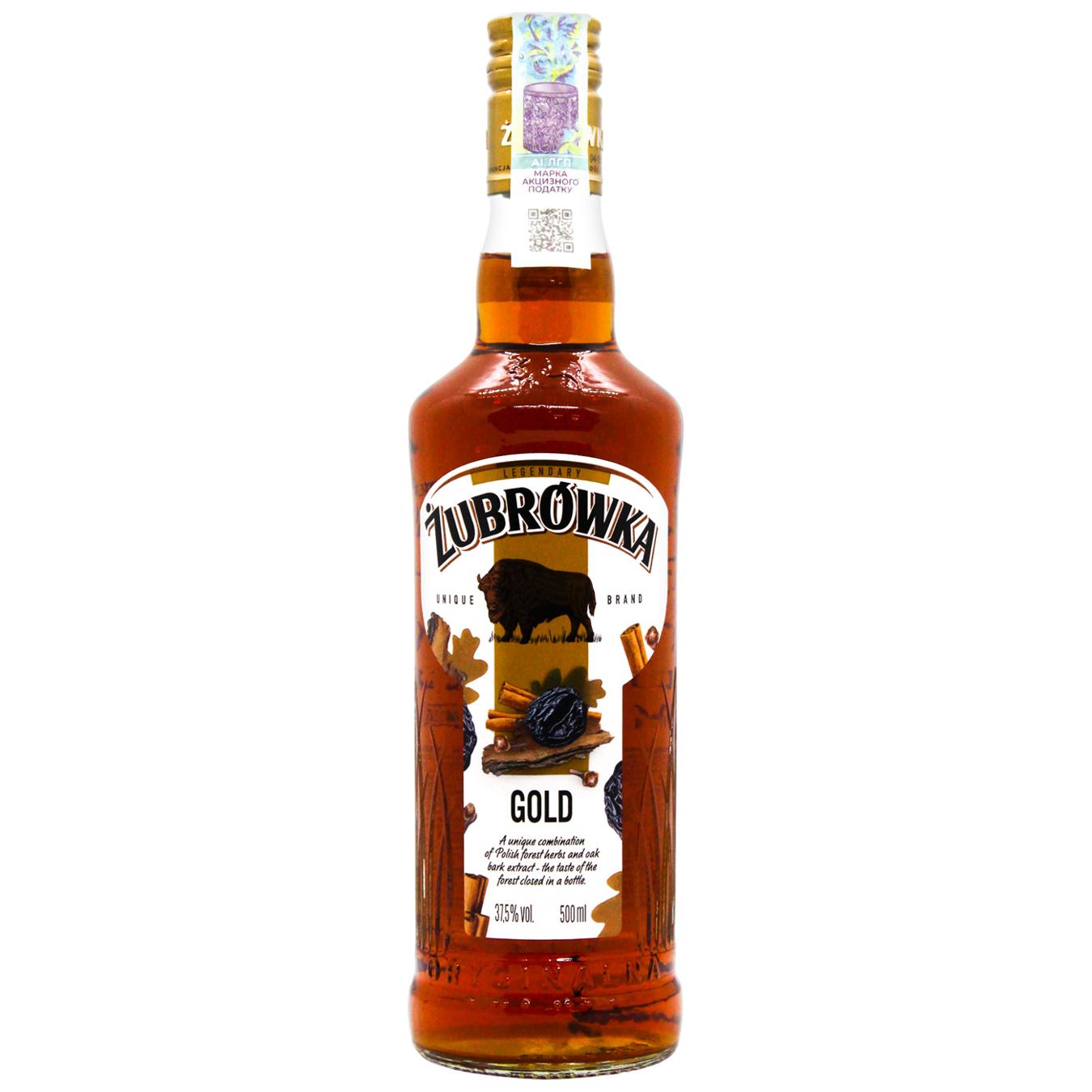 Горілка Zubrowka Настоянка золота 37.5% 0,5л — фото продукту
