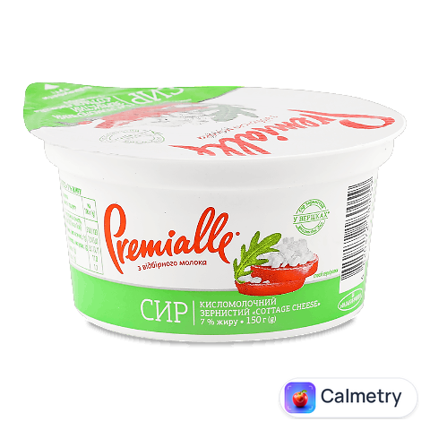 Сир кисломолочний Premialle зернистий 7% стакан, 150г