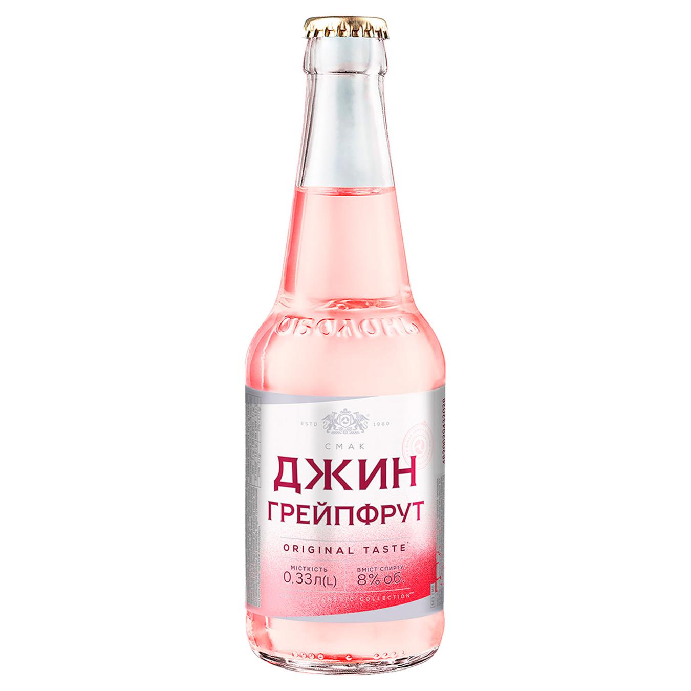 Напій Оболонь Джин Грейпфрут слабоалкогольний сильногазований 8% 0,33л — фото продукту