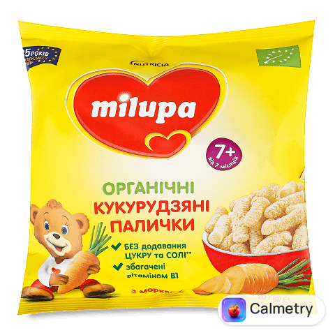 Палички кукурудзяні Milupa з морквою органічні, 20г