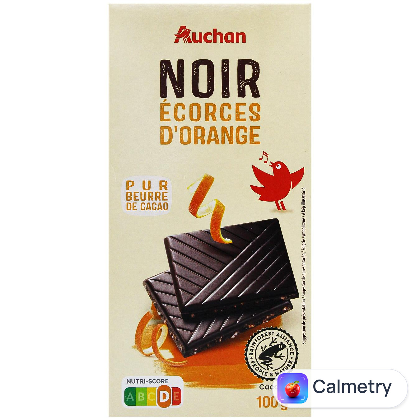 Шоколад чорний Auchan з цедрою апельсину 100г