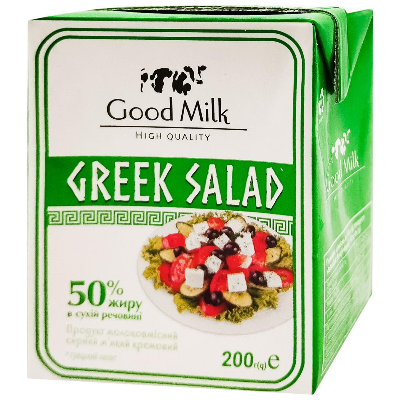 Продукт молоковмісний сирний Good Milk Грецький салат м’який кремовий 50% 200г — фото продукту