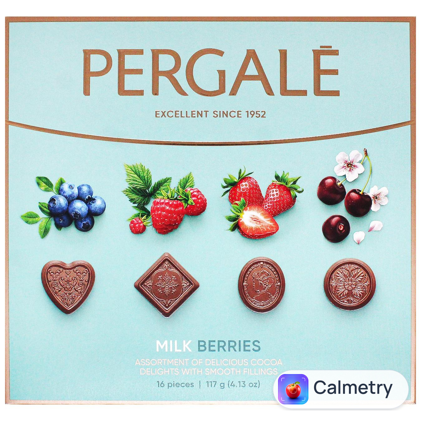 Цукерки шоколадні Pergale Milk Berries з молочного шоколаду з ягідними начинками асорті 117г