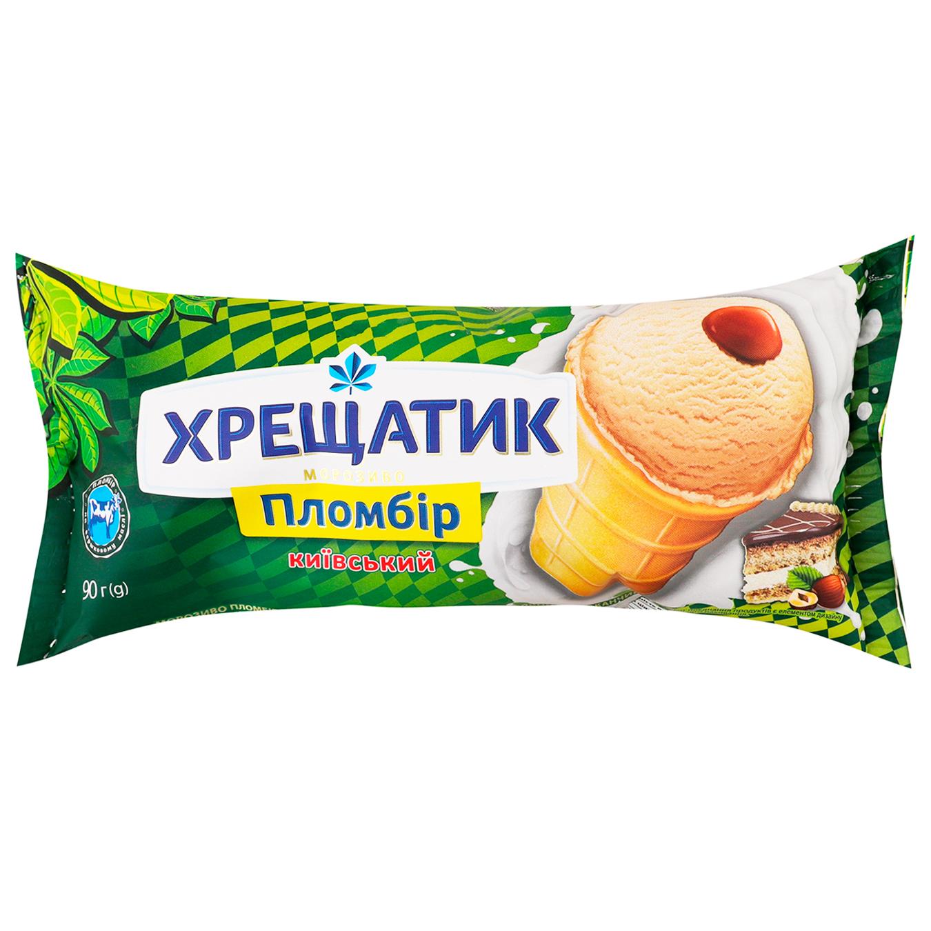 Морозиво Хрещатик Київський пломбір лісовий горіх 90г — фото продукту