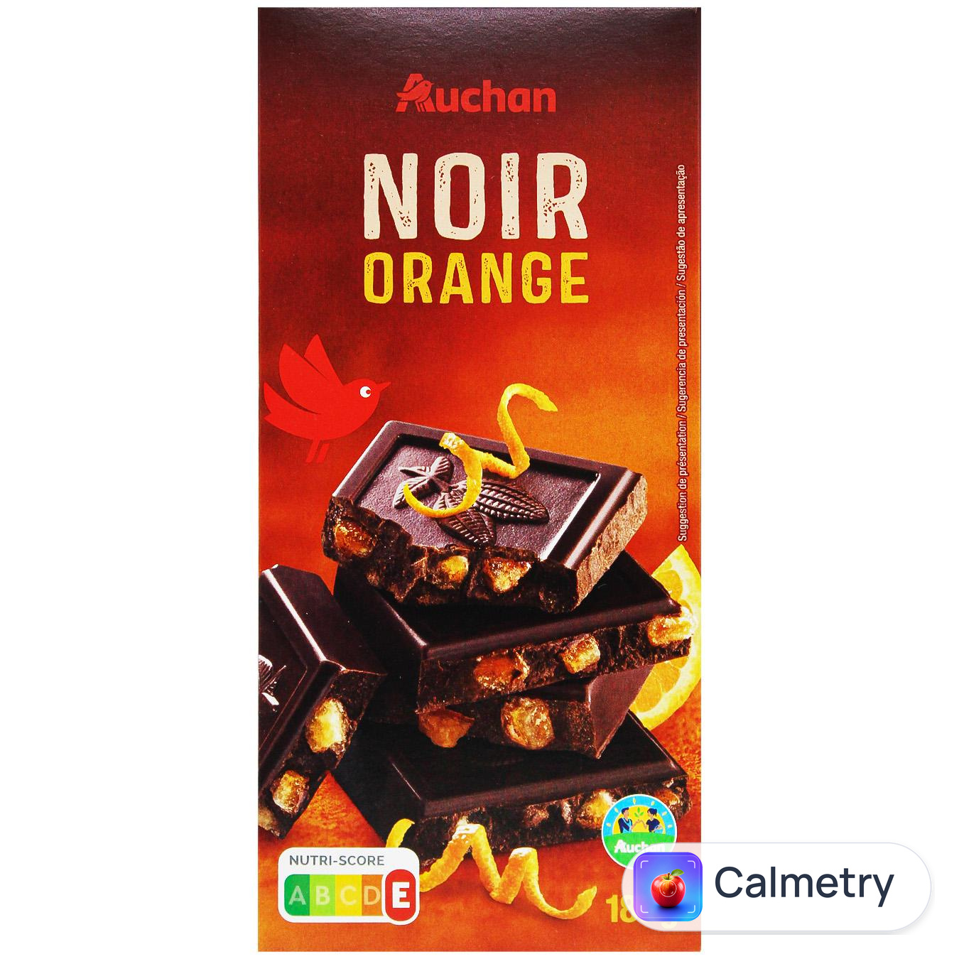 Шоколад чорний Auchan з апельсиновою цедрою 180г