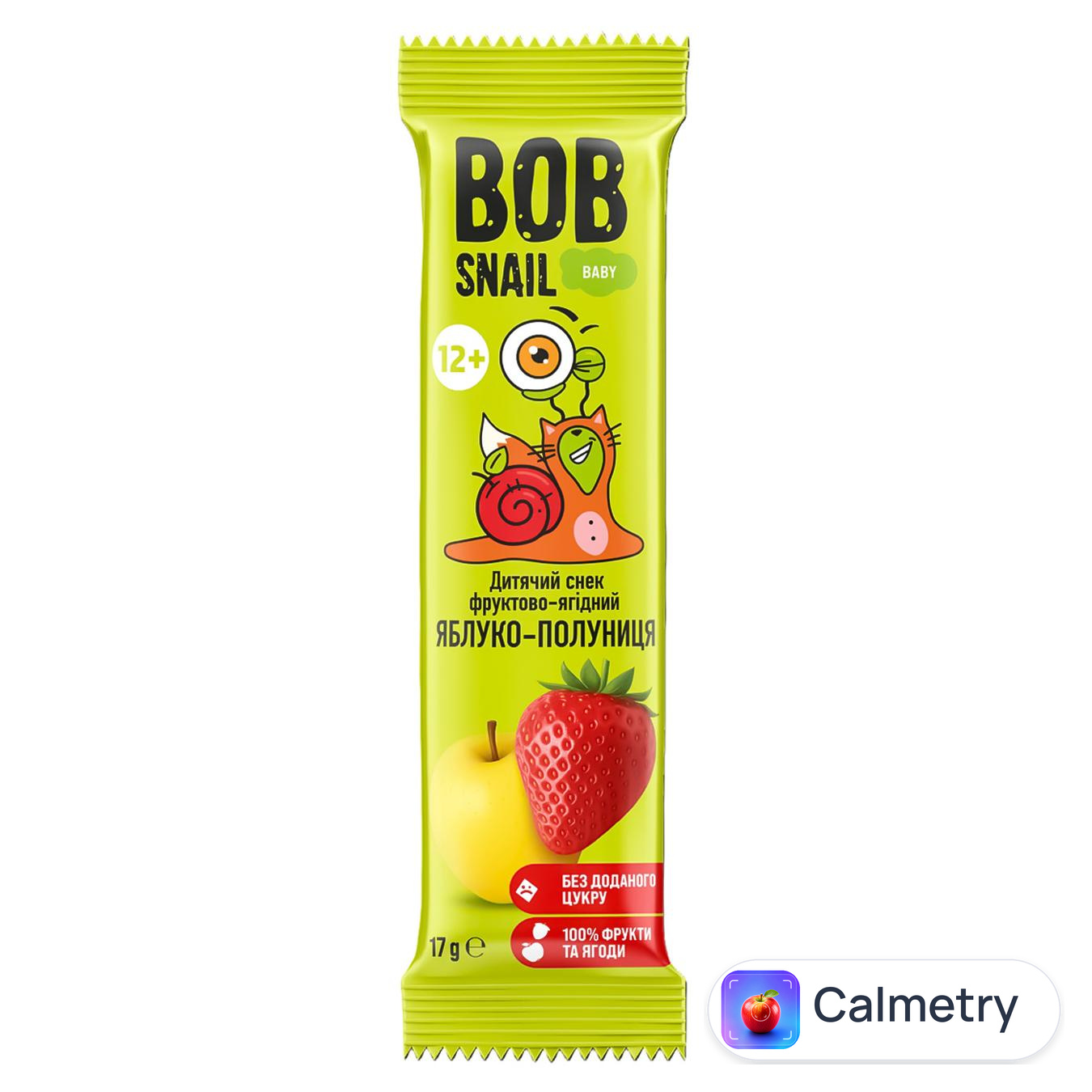 Снек фруктово-ягідний Bob Snail Baby яблуко-полуниця 17г — фото продукту