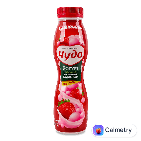 Йогурт Чудо Полуничний бабл гам 2,5%, пляшка, 260г
