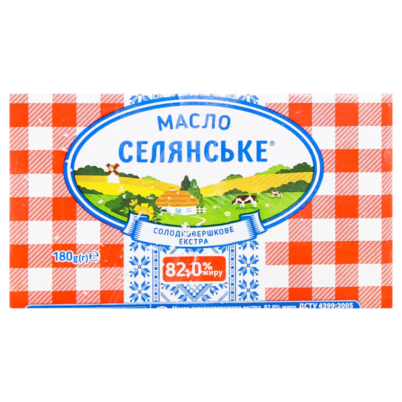 Масло Селянське Екстра солодковершкове 82% 180г — фото продукту