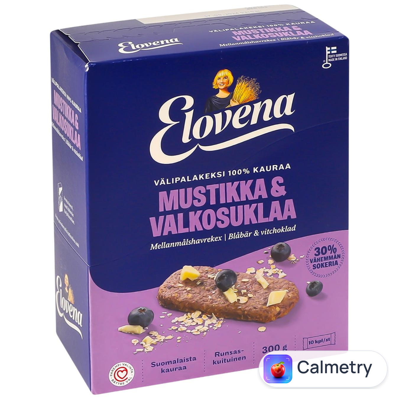 Галети Elovena вівсяні з чорницею та білим шоколадом 300г