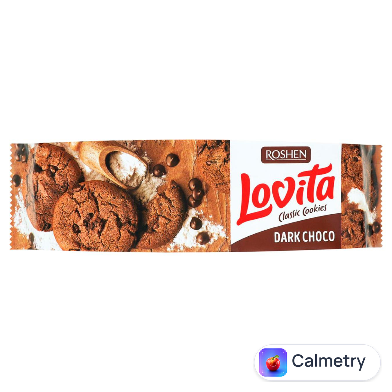 Печиво Roshen Lovita Classic Cookies з какао та кусочками глазурі 150г — фото продукту