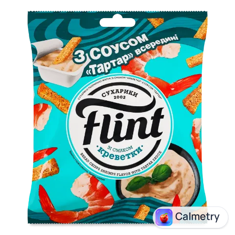 Сухарики Flint пшенично-житні смак креветки з соусом тартар