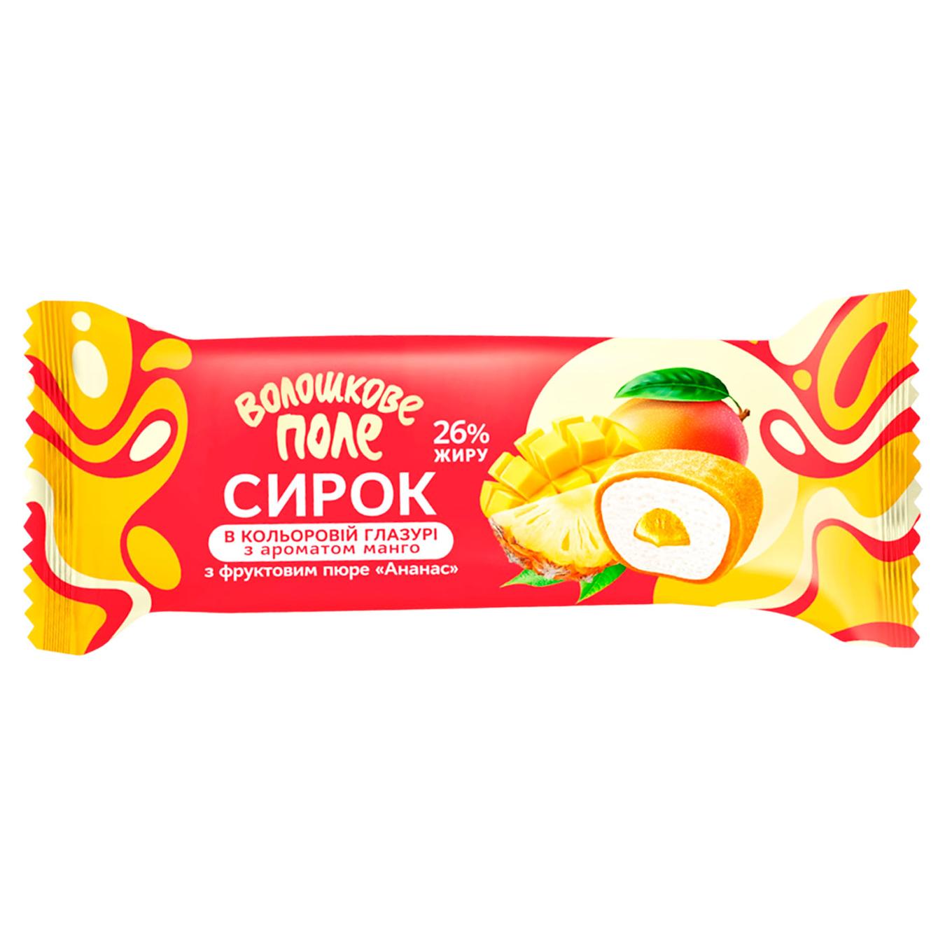 Сирок глазурований Волошкове Поле ананас з ароматом манго 26% 36г — фото продукту