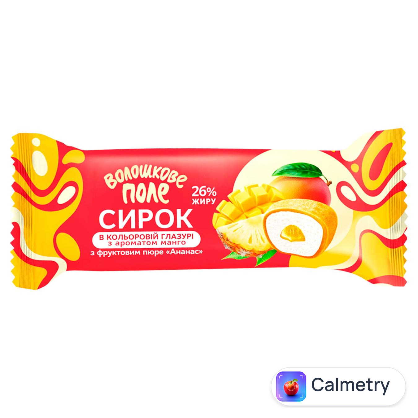 Сирок глазурований Волошкове Поле ананас з ароматом манго 26% 36г — фото продукту