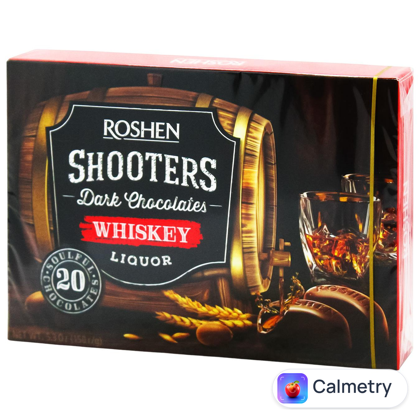 Цукерки Roshen Shooters шоколадні віскі-лікер 150г — фото продукту