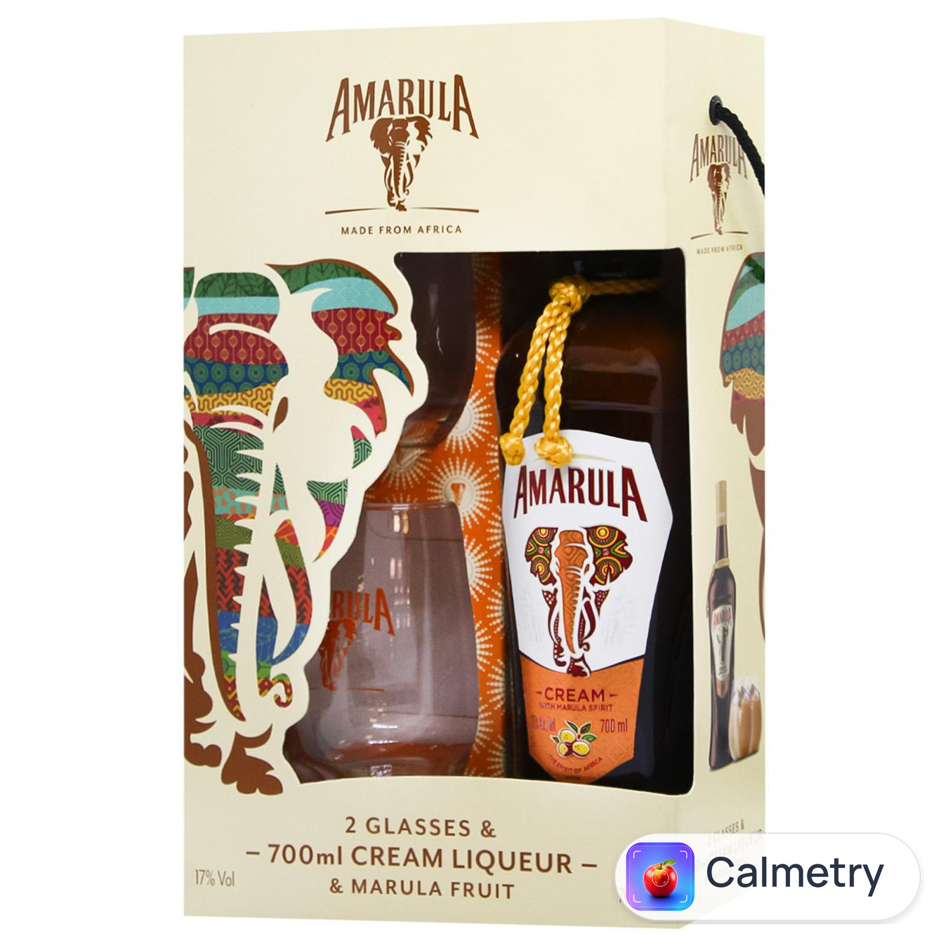 Лікер Amarula Cream&Marula Fruit 17% 0,7л + 2 склянки у коробці