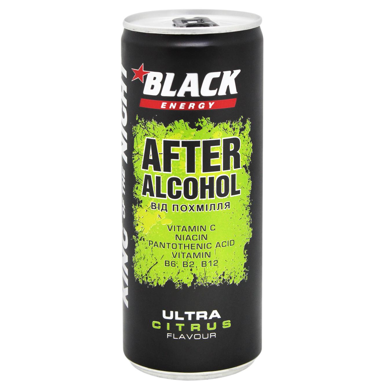 Напій енергетичний Black Energy After Alcohol зі смаком цитрусових 250мл — фото продукту
