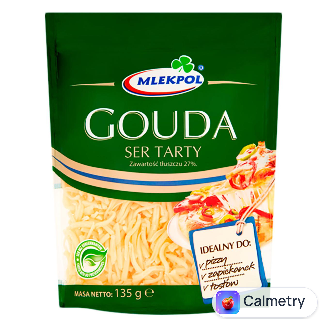 Сир Mlekpol Гауда тертий 135г — фото продукту