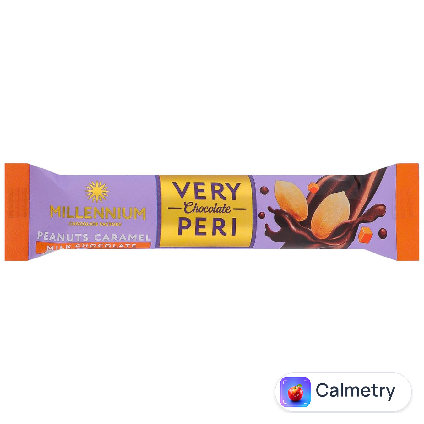 Шоколад молочний Millennium Very Peri з арахісом, родзинками та солоною карамеллю 34г — фото продукту