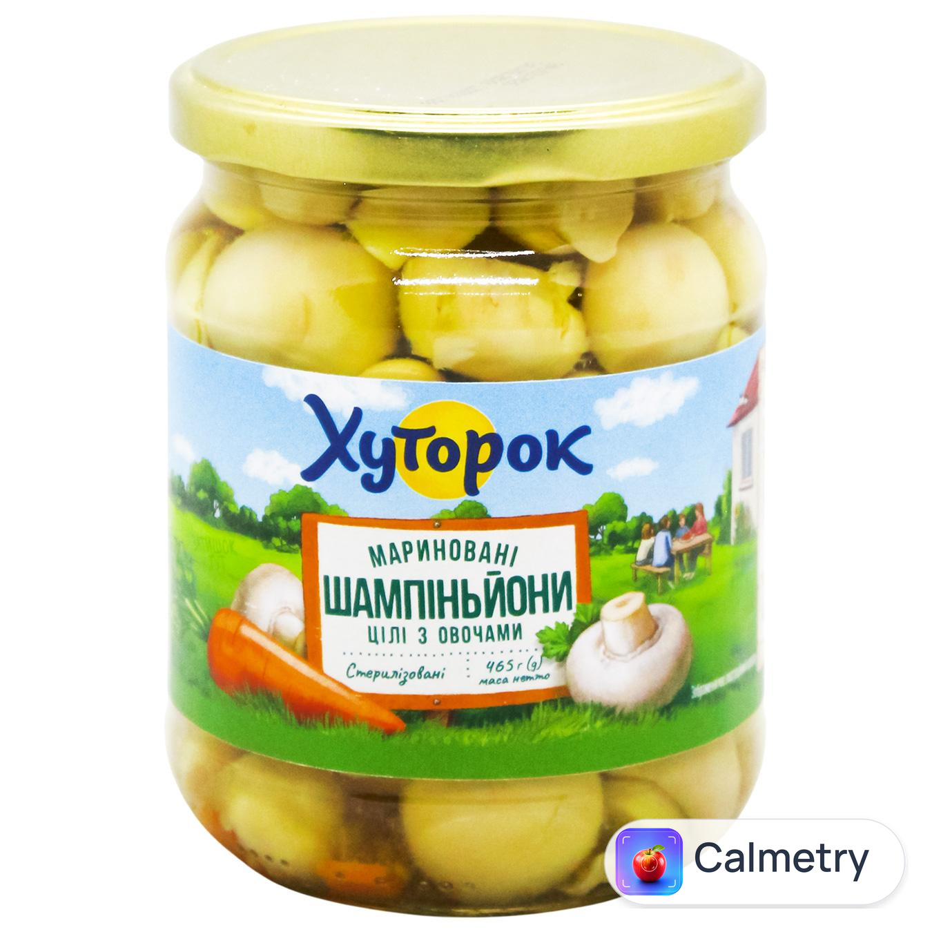Шампіньйони Хуторок цілі з овочами мариновані 465г