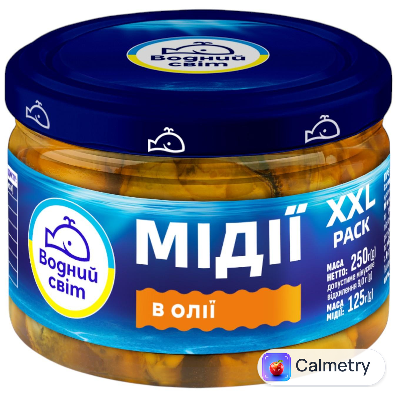 М'ясо мідій Водний Світ в олії 250г — фото продукту
