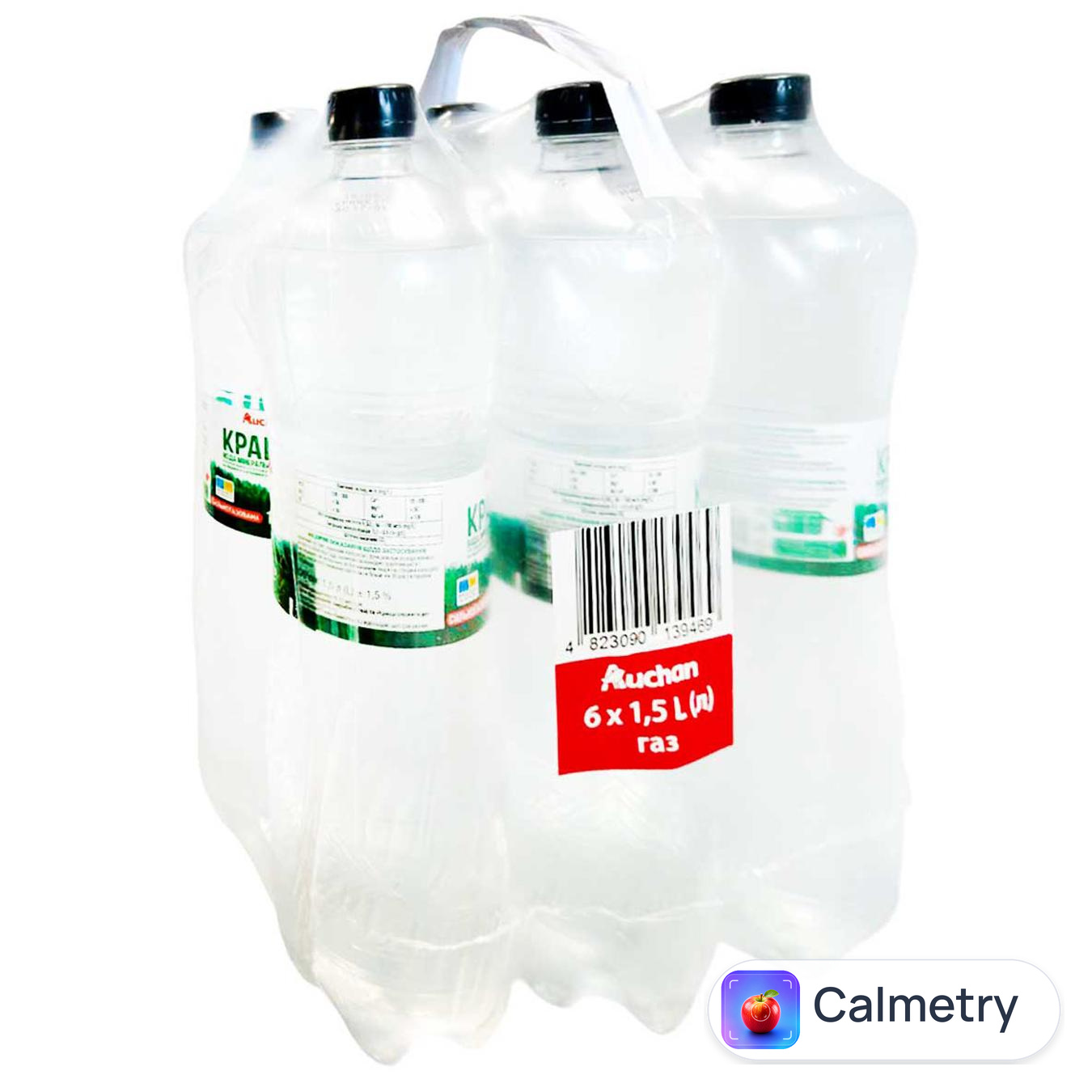 Вода мінеральна Auchan Крайна сильногазована 1,5л х 6шт