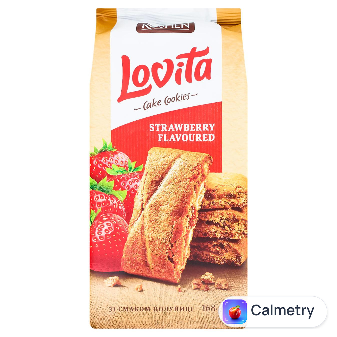 Печиво Roshen Lovita Cake Cookies з полуничною начинкою 168г — фото продукту