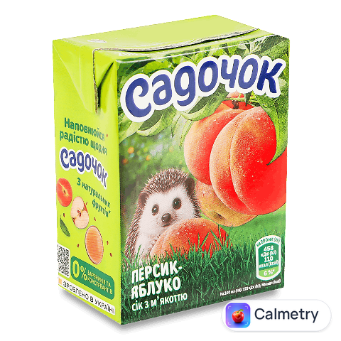 Сік Садочок персик-яблуко з м'якоттю, 0,2л
