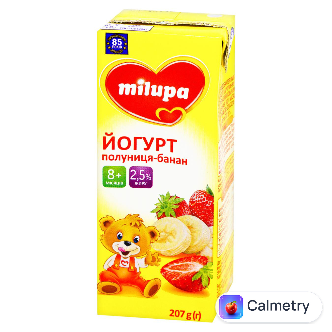 Йогурт Milupa Полуниця-банан 2,5% 207г