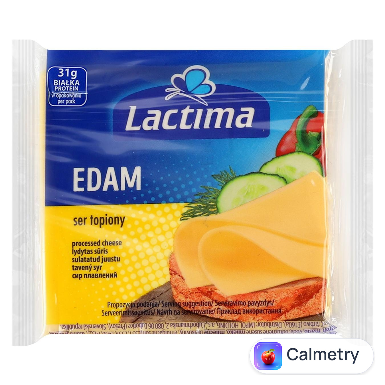 Сир плавлений Lactima Едам скибочки 36,2% 130г лактіма