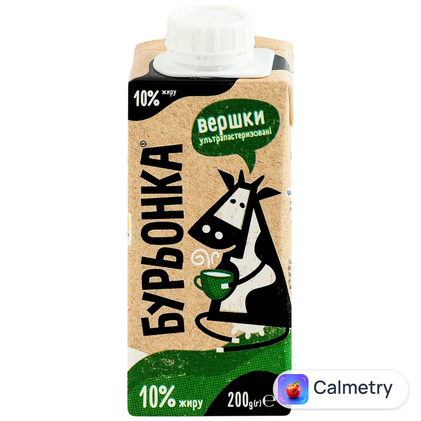 Вершки Бурьонка рідкі ультрапастеризовані 10% 200г — фото продукту