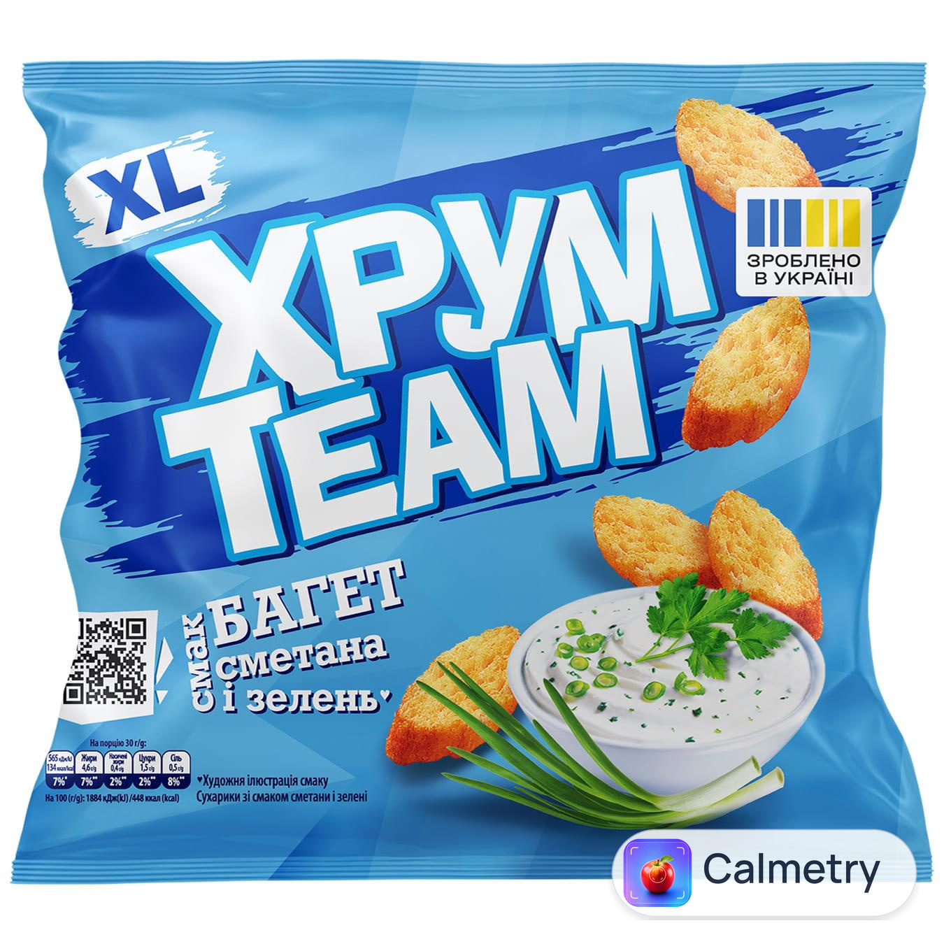 Сухарики Хрум Team Багет зі смаком сметани та зелені 90г — фото продукту