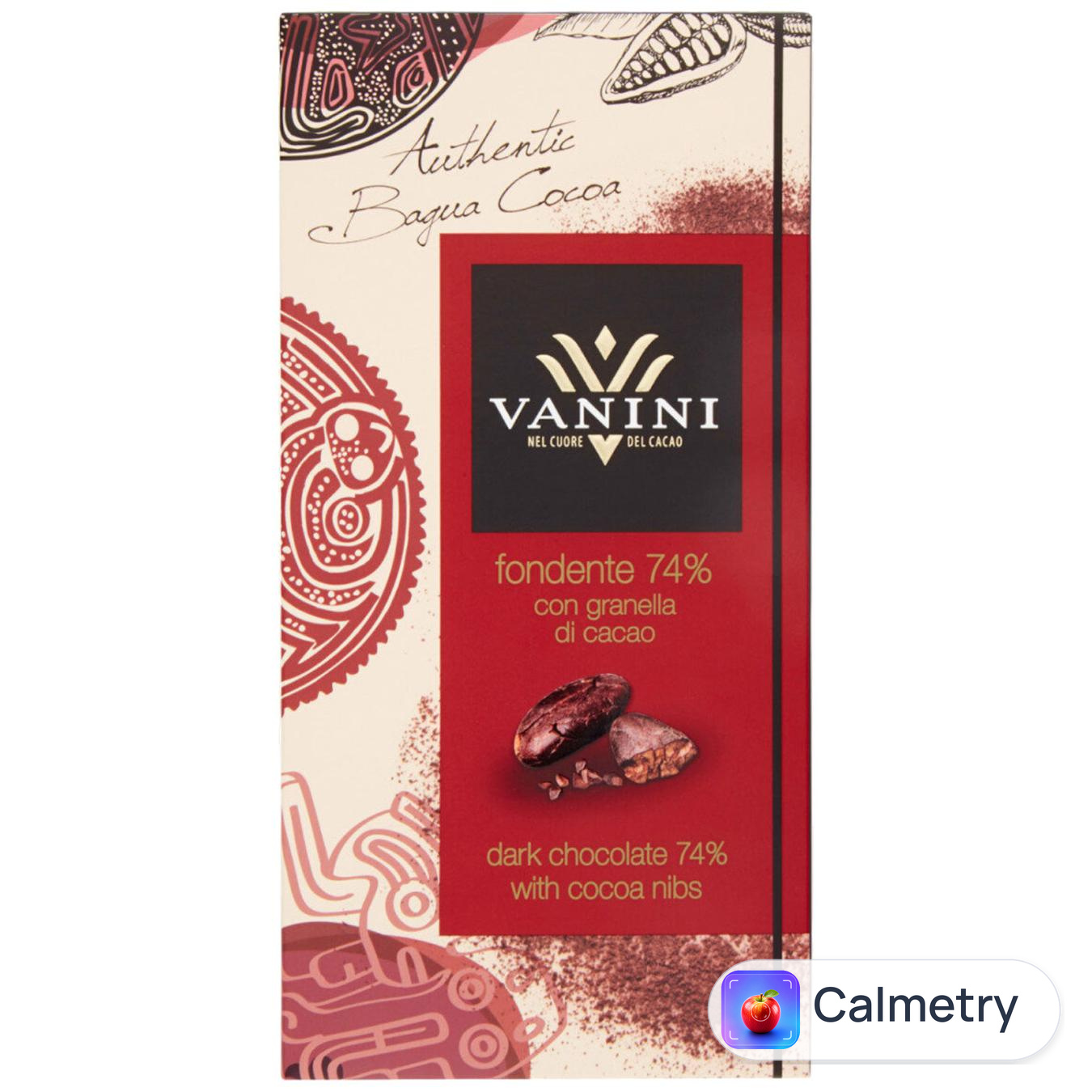 Шоколад чорний Vanini з какао-бобами 74% 100г