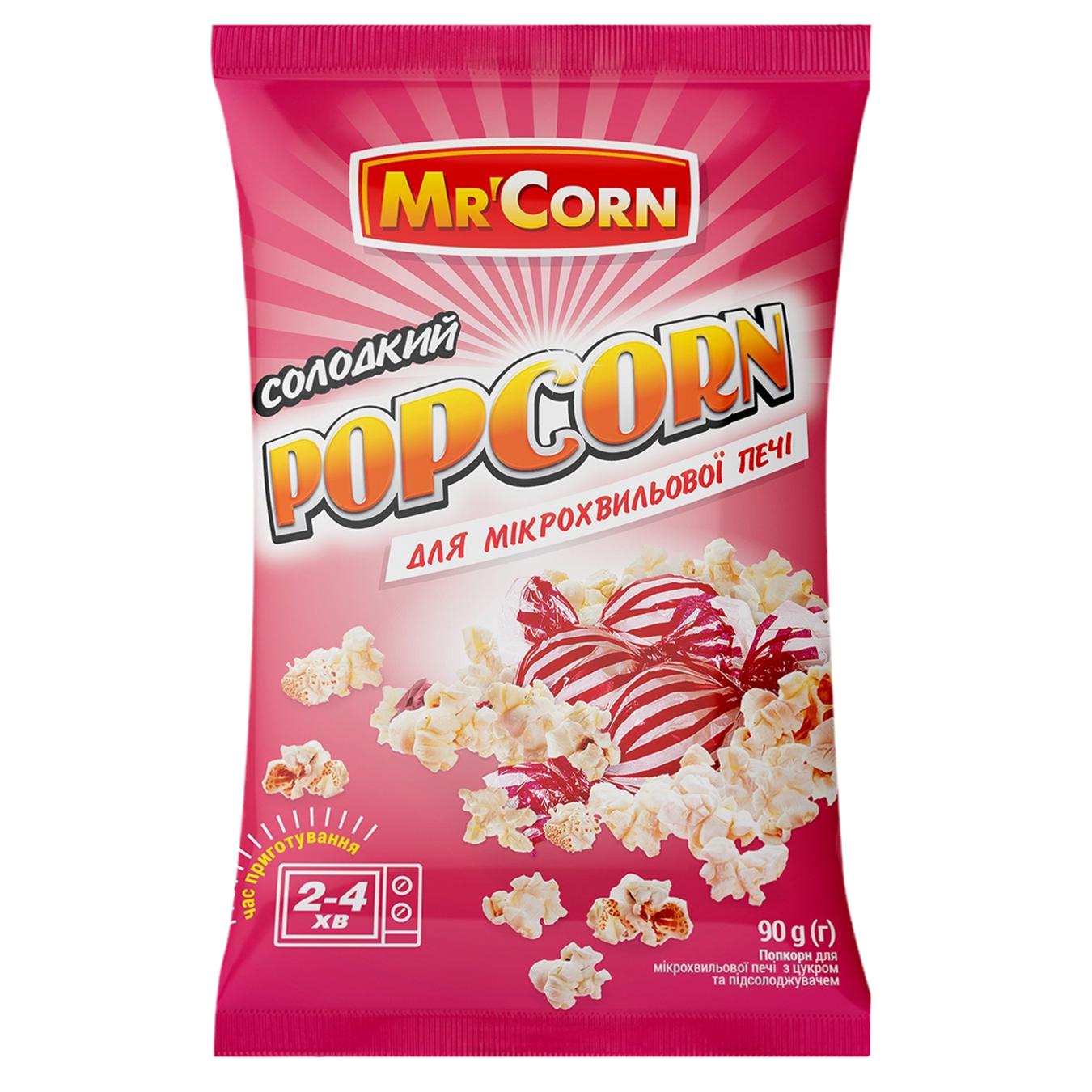 Попкорн Mr'Corn Солодкий для мікрохвильової печі 90г — фото продукту