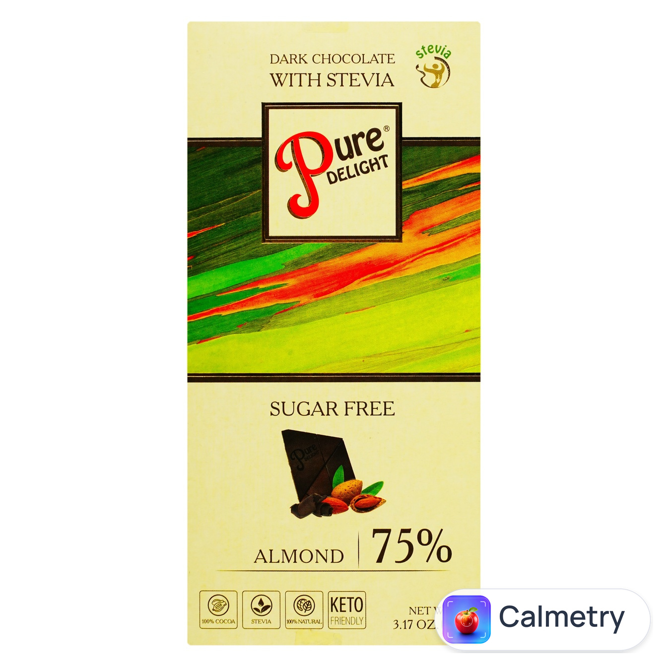 Шоколад чорний Pure Delight з мигдалем без цукру 90г