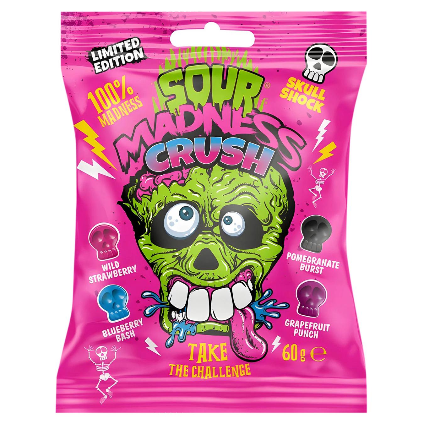 Льодяники Sour Madness Crush кислі з фруктовим смаком 60г — фото продукту