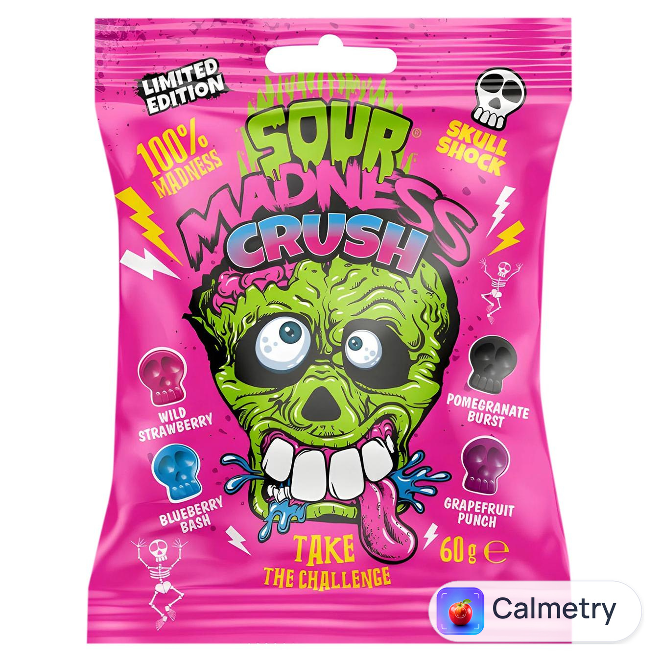 Льодяники Sour Madness Crush кислі з фруктовим смаком 60г — фото продукту
