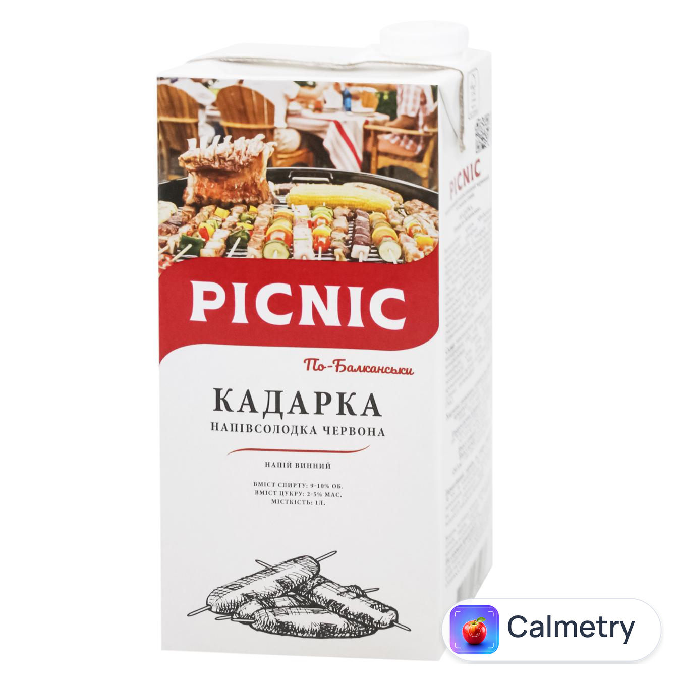 Напій винний Picnic Кадарка зі смаком сливи червоний напівсолодкий 9-10% 1л — фото продукту