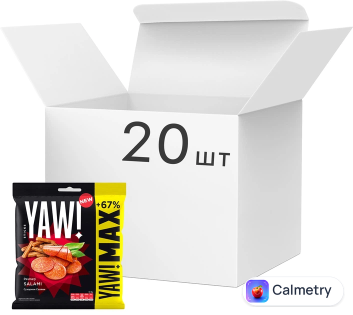 Упаковка сухариків YAW! стікси зі смаком салямі 85 г х 20 шт (1.7 кг)