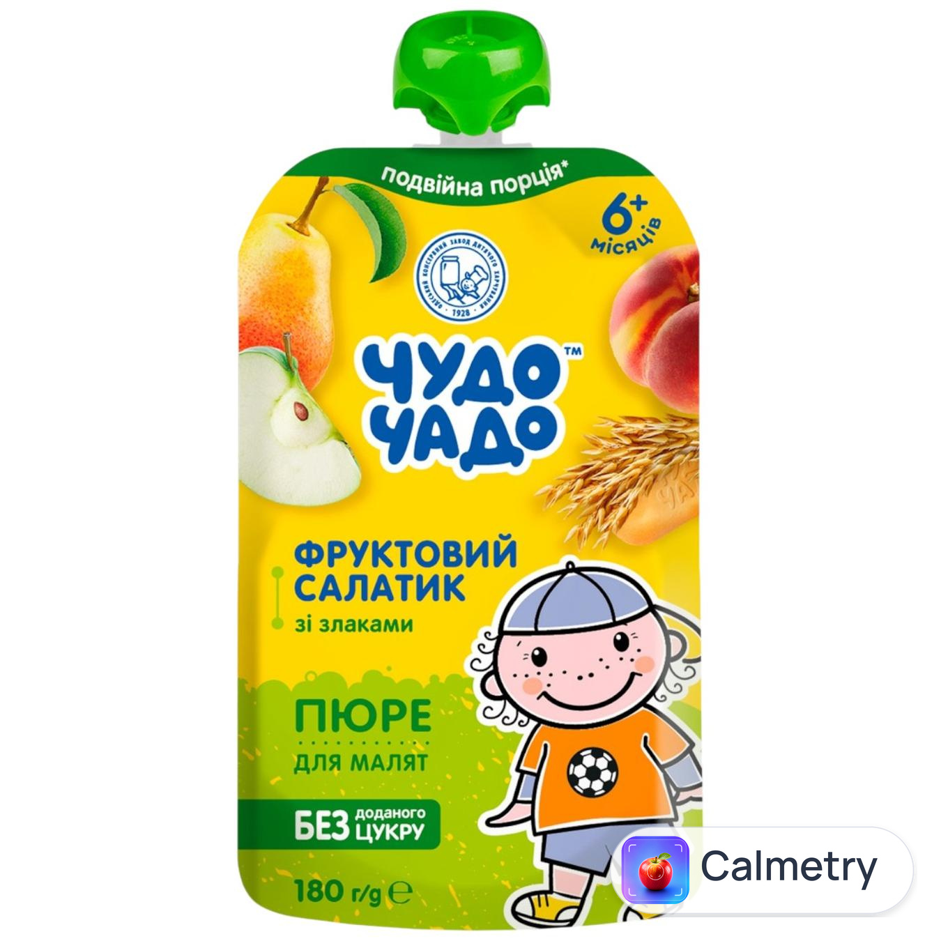 Пюре Чудо-Чадо Фруктовий салатик зі злаками та смаком печива 180г — фото продукту