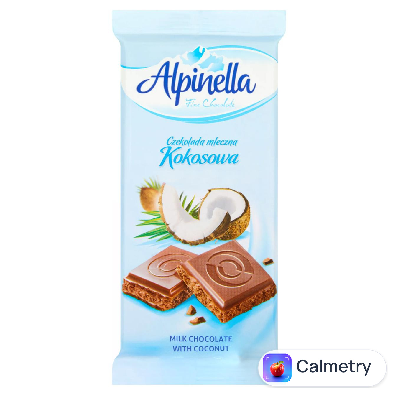 Шоколад молочний Alpinella з кокосом 90г — фото продукту
