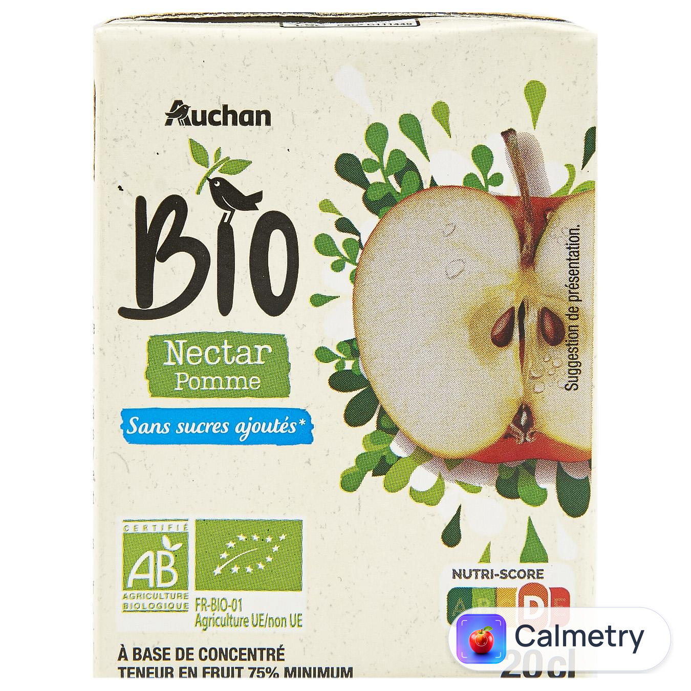 Нектар Auchan Bio яблучний без цукру 200мл