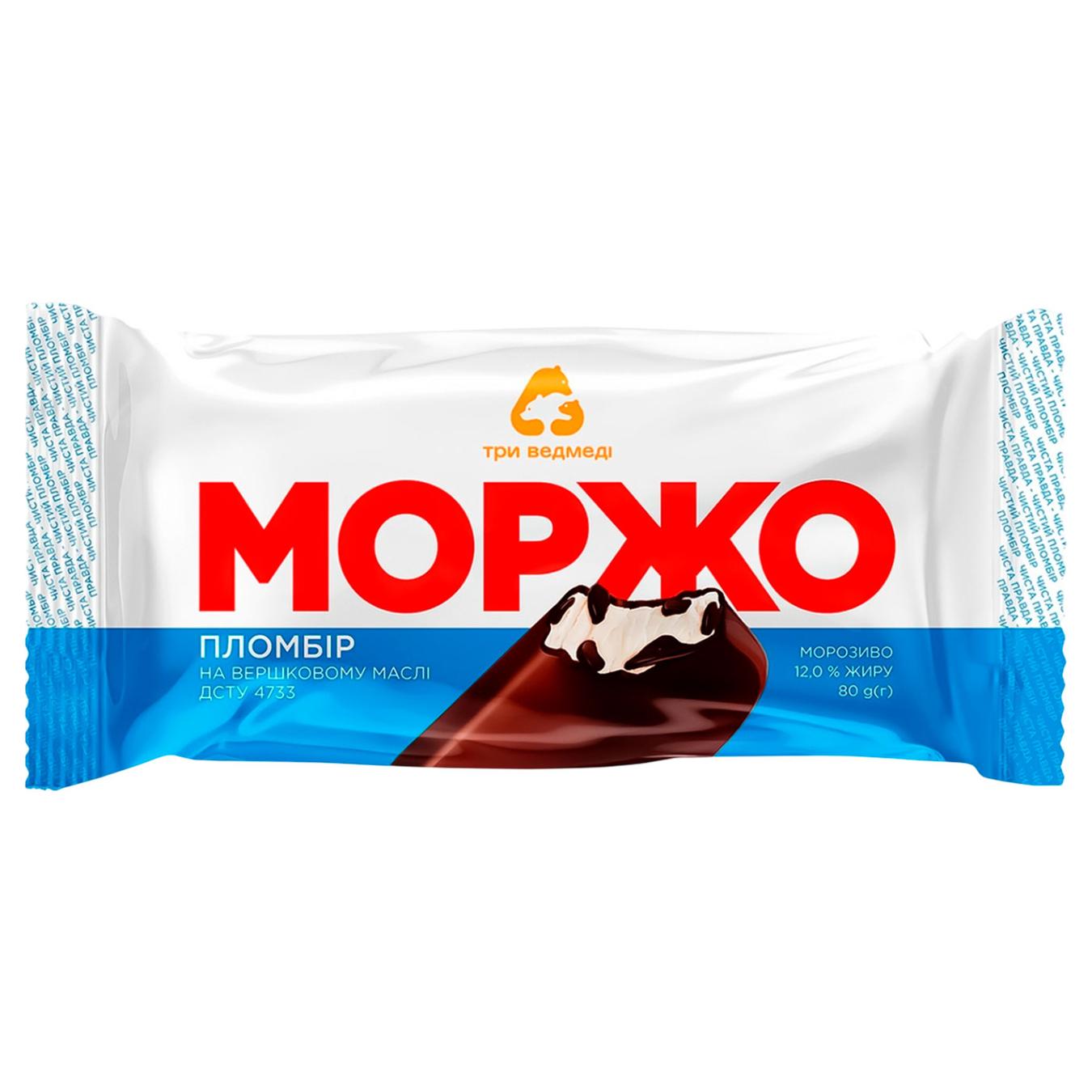 Морозиво Три Ведмеді Моржо пломбір 80г — фото продукту