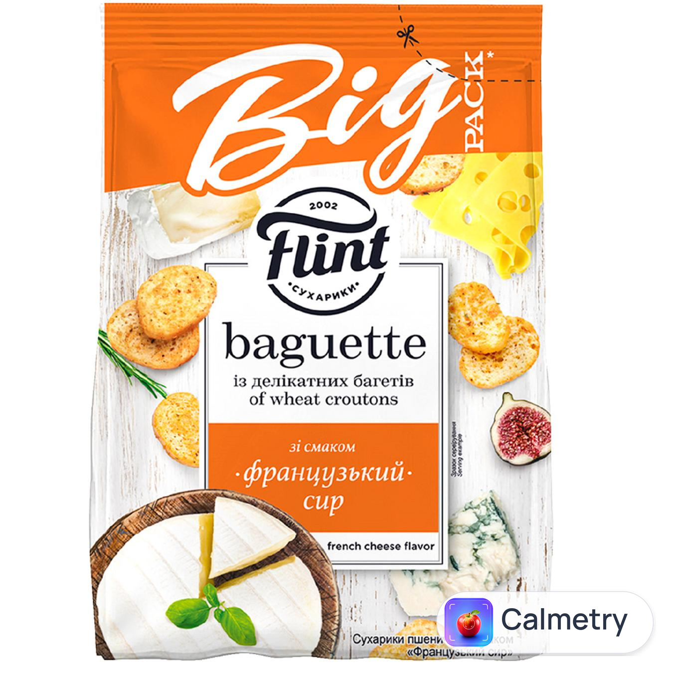 Сухарики Flint Baguette пшеничні зі смаком Французький сир 140г