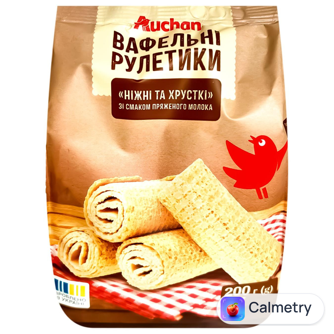 Рулетики вафельні Auchan зі смаком пряженого молока 200г